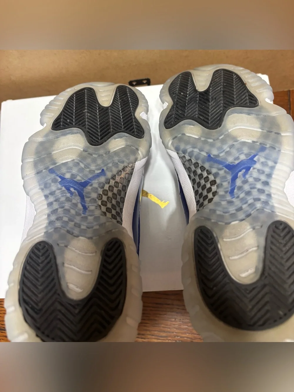 Jordan White and Blue Low-Top Athletic Sneakers